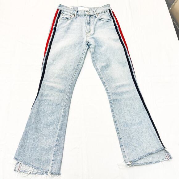 Mother Superior The Insider Crop Step Fray Thanks, Again Racer Denim Jean Sz 24 - Picture 2 of 10